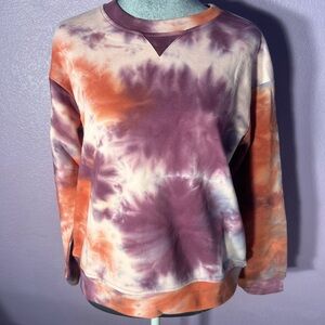 JAK&RAE orange purple and white tie dye sweater size xs